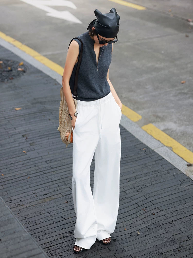 Women's Summer Knit Sleeveless High-Waist Korean-Style Casual Two-Piece Set for Office Workwear Wedding Guest Business Travel Weekend At Home