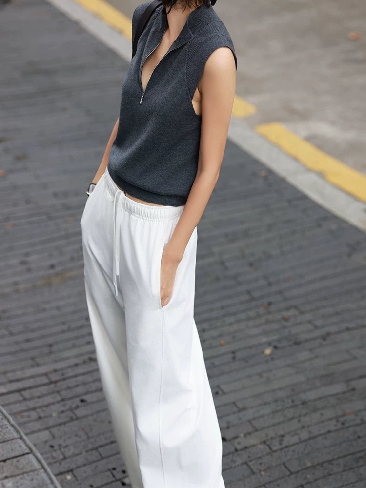 Women's Summer Knit Sleeveless High-Waist Korean-Style Casual Two-Piece Set for Office Workwear Wedding Guest Business Travel Weekend At Home