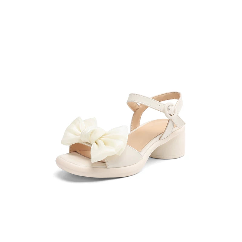 Women's Summer Bow Block Heel Mid Heel Plus Size French-Inspired Sandals for Beach Vacation Everyday Wear Travel Office Spring Summer