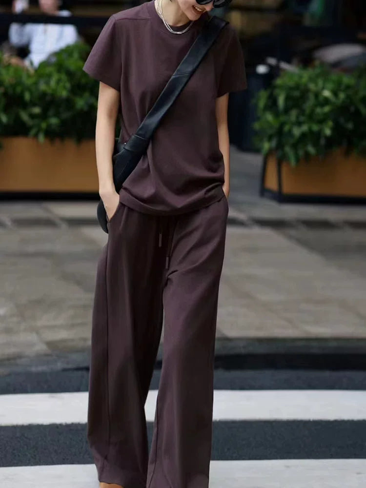 Women's Summer Cropped Casual Two-Piece Set for Office Workwear Wedding Guest Business Travel Weekend At Home