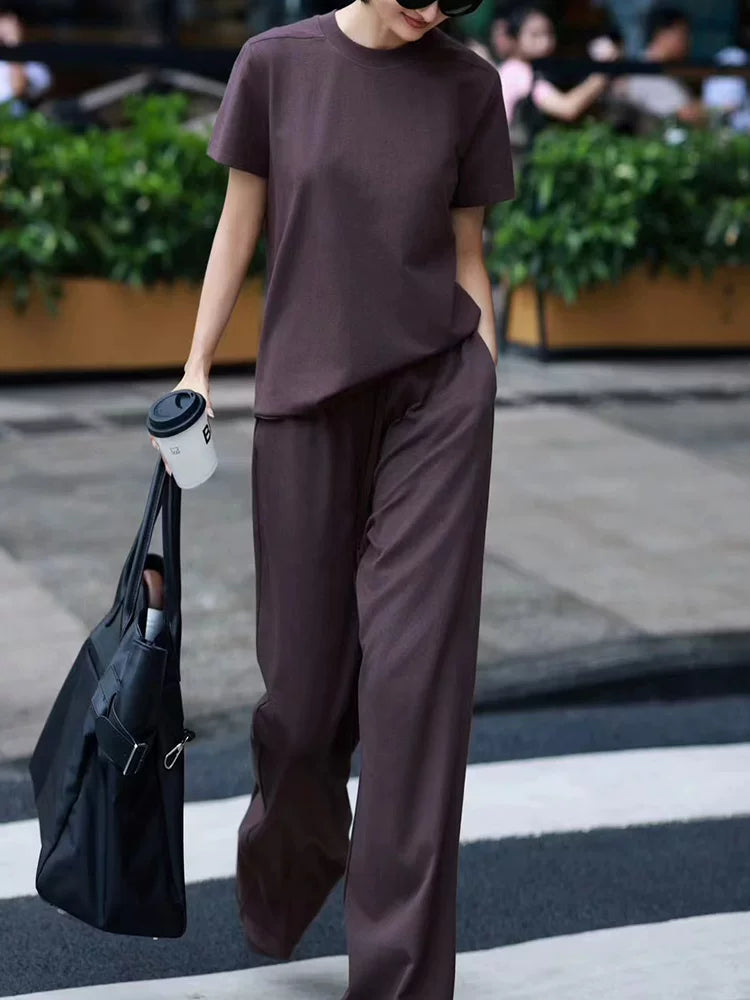 Women's Summer Cropped Casual Two-Piece Set for Office Workwear Wedding Guest Business Travel Weekend At Home