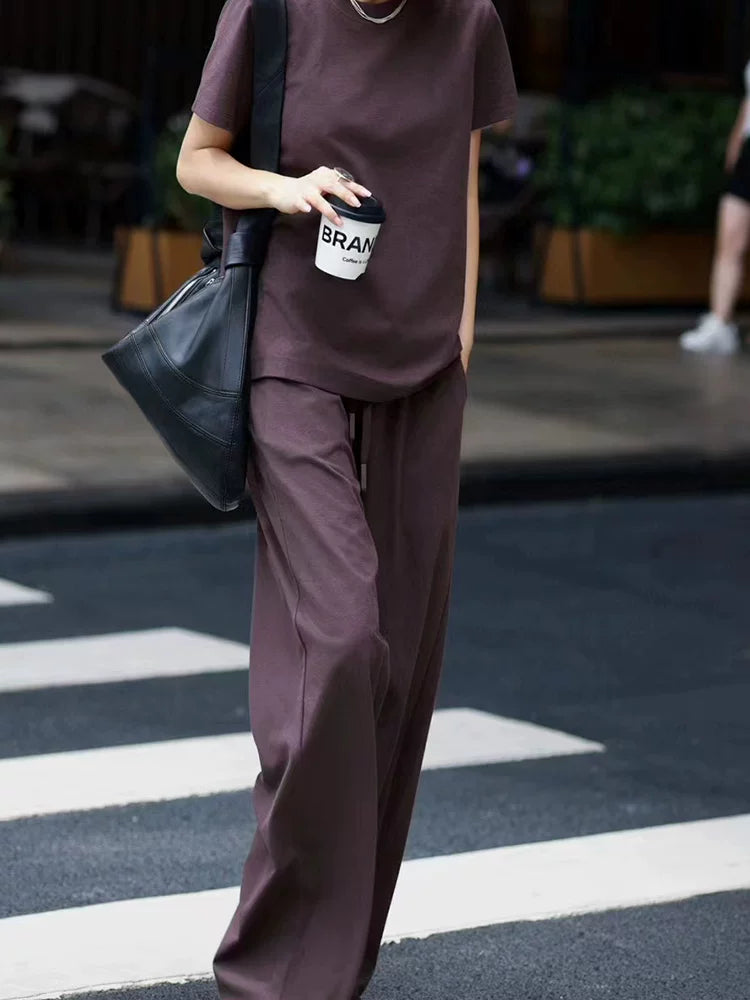 Women's Summer Cropped Casual Two-Piece Set for Office Workwear Wedding Guest Business Travel Weekend At Home