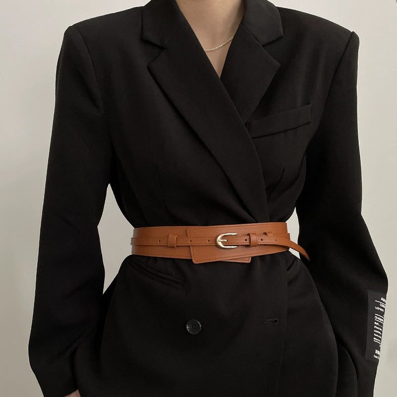 Women's Black Wide Waist Belt Blazer for Date Night Gift Party Everyday Wear Premium Office Vacation