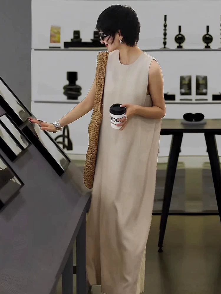 Women's Summer Slit Sleeveless Quiet-Luxury Halter Evening Dress Cowl Neck Party Dress for Black Tie Wedding Guest Cocktail Prom Spring Summer