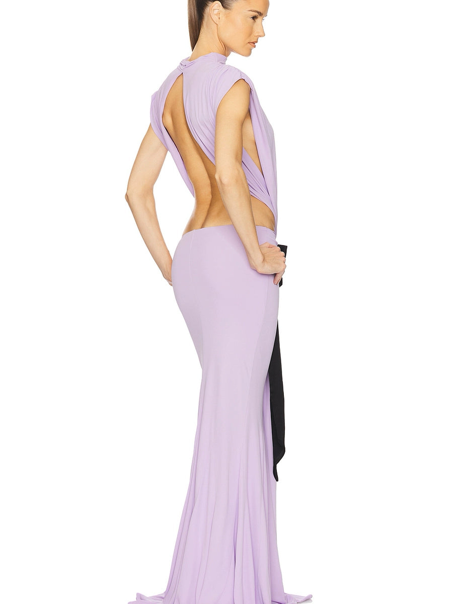 Women's Open-Back Mermaid Maxi Party Evening Dress Formal Midi Dress Gown for Black Tie Wedding Guest Cocktail Prom Date Night