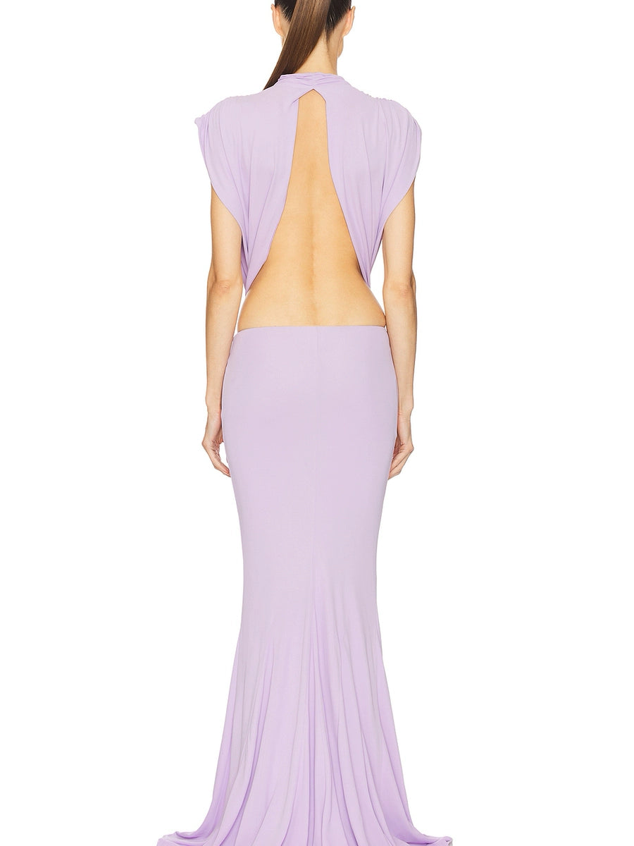 Women's Open-Back Mermaid Maxi Party Evening Dress Formal Midi Dress Gown for Black Tie Wedding Guest Cocktail Prom Date Night