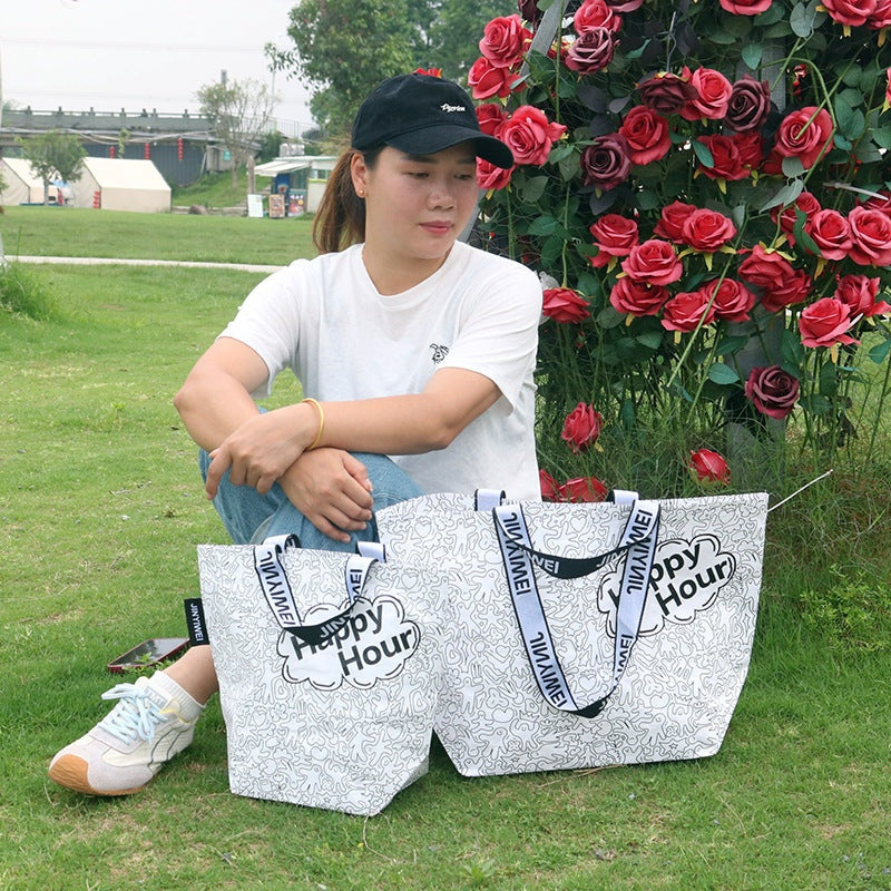 Cartoon Casual Market Tote Bag Work Travel Everyday Handbag Wear Seasonal Look Home Desk Organization