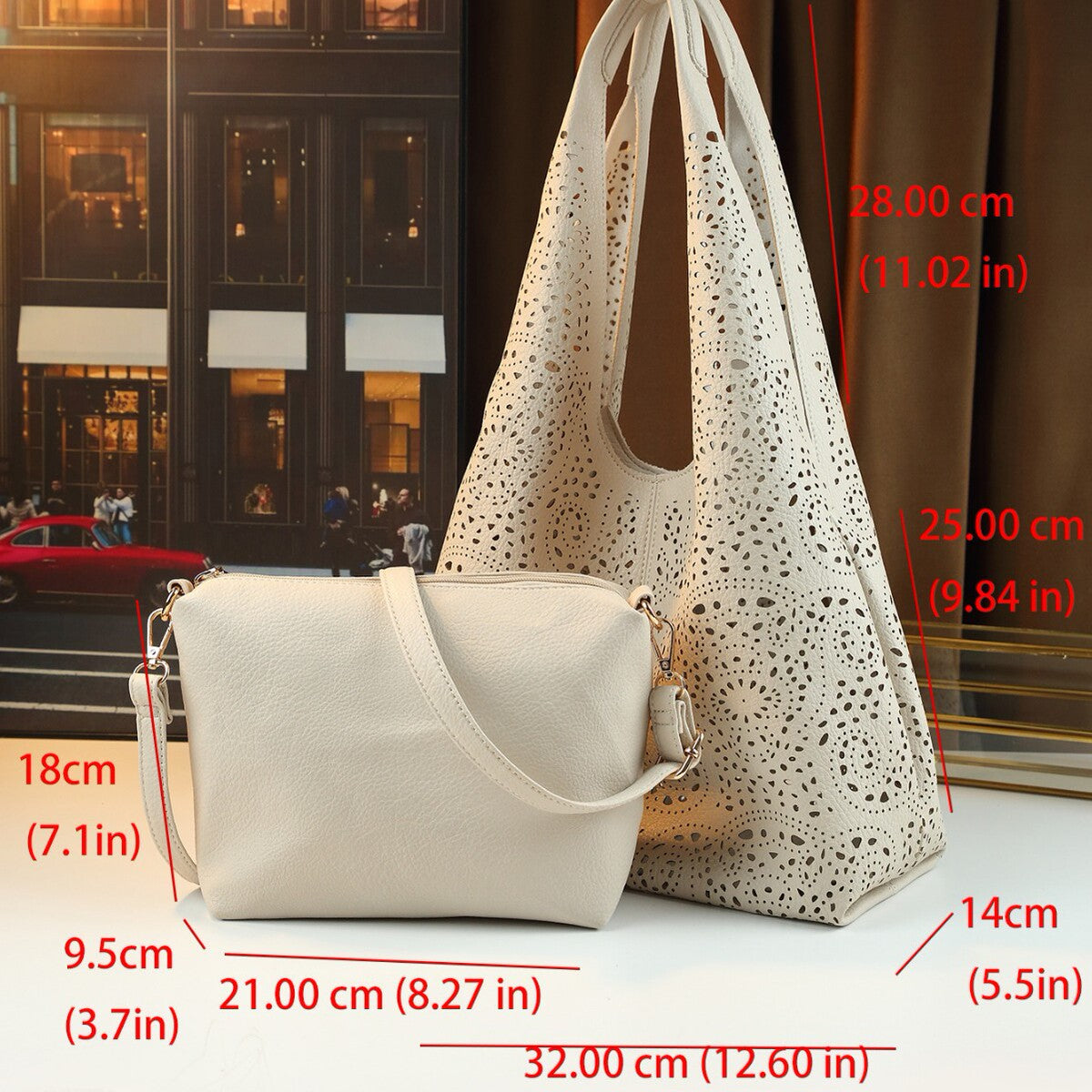 Women's Large-Capacity Commuter Office Cutout Workwear Beach Tote Bag Shoulder Crossbody Purse Work and Travel
