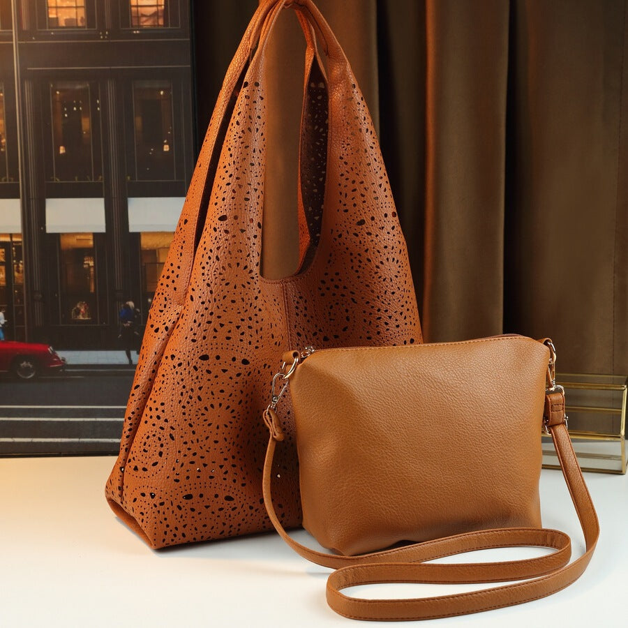 Women's Large-Capacity Commuter Office Cutout Workwear Beach Tote Bag Shoulder Crossbody Purse Work and Travel