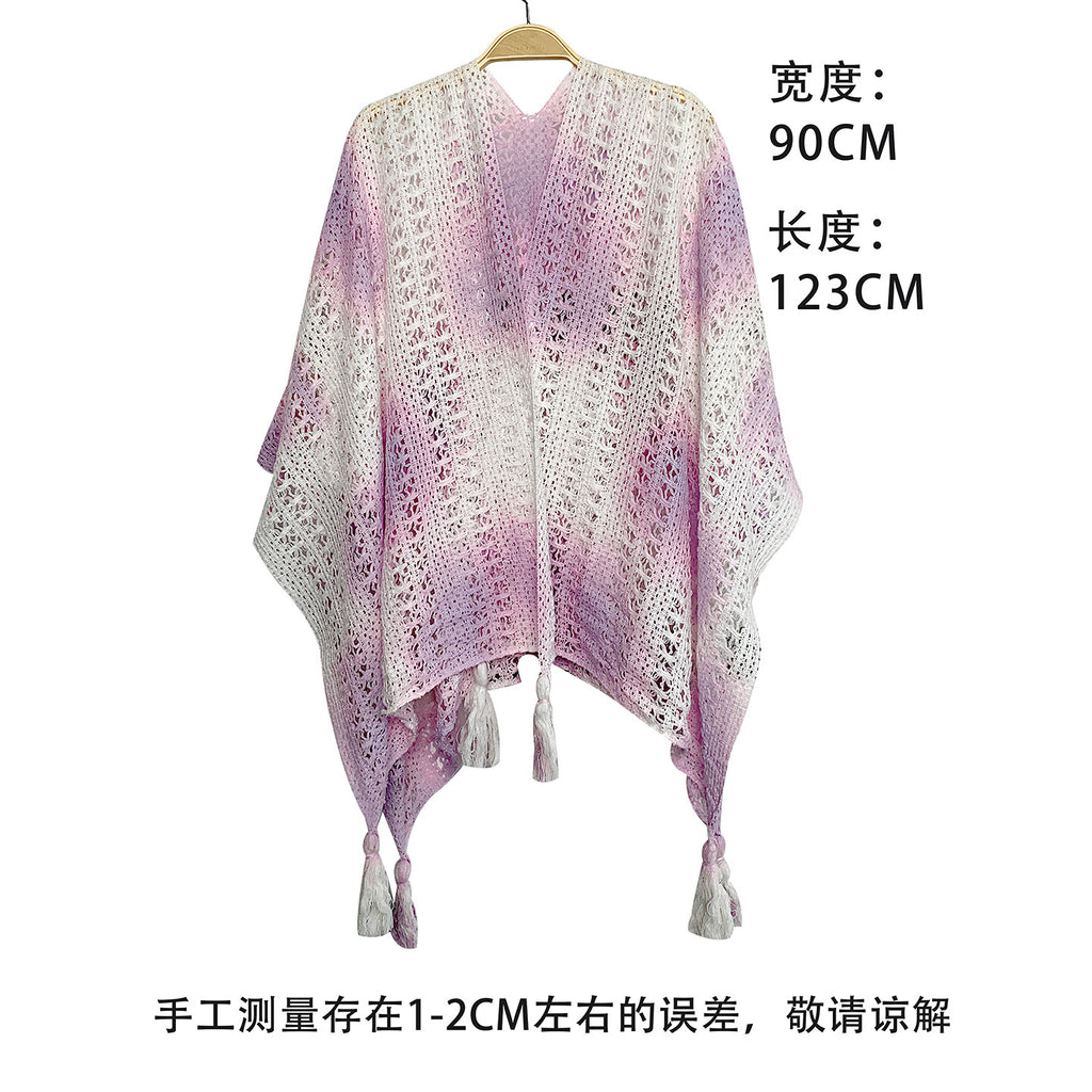 Women's Ethnic Spring Summer Cutout Knit Shawl Gift Office Travel Evening Scarf Fashion Wrap