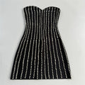 Women's Heavy-Duty Crystal Evening Dress Formal Midi Dress for Black Tie Wedding Guest Cocktail Party Prom Date Night