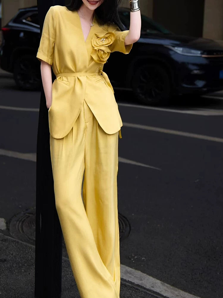 Women's Slim-Waist Workwear High-Waist Two-Piece Set for Wedding Guest Office Business Casual Travel Weekend At Home