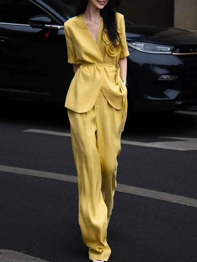 Women's Slim-Waist Workwear High-Waist Two-Piece Set for Wedding Guest Office Business Casual Travel Weekend At Home