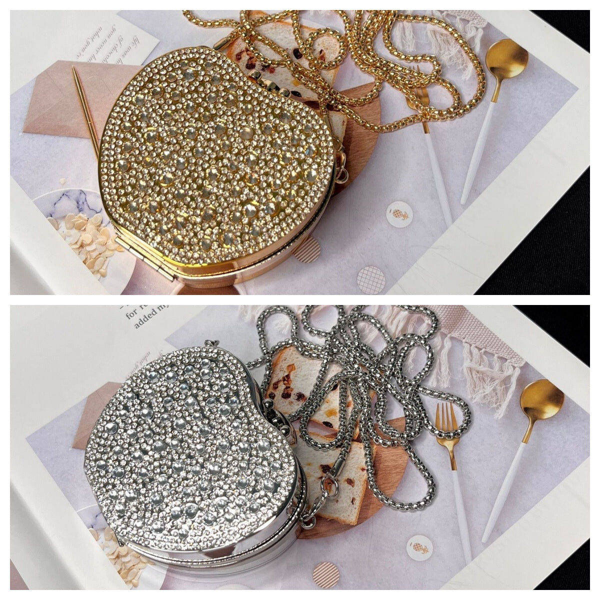 Chain Glitter Makeup Bag Travel Cosmetic Pouch for Handbag Organization Gift Office Versatile School Everyday