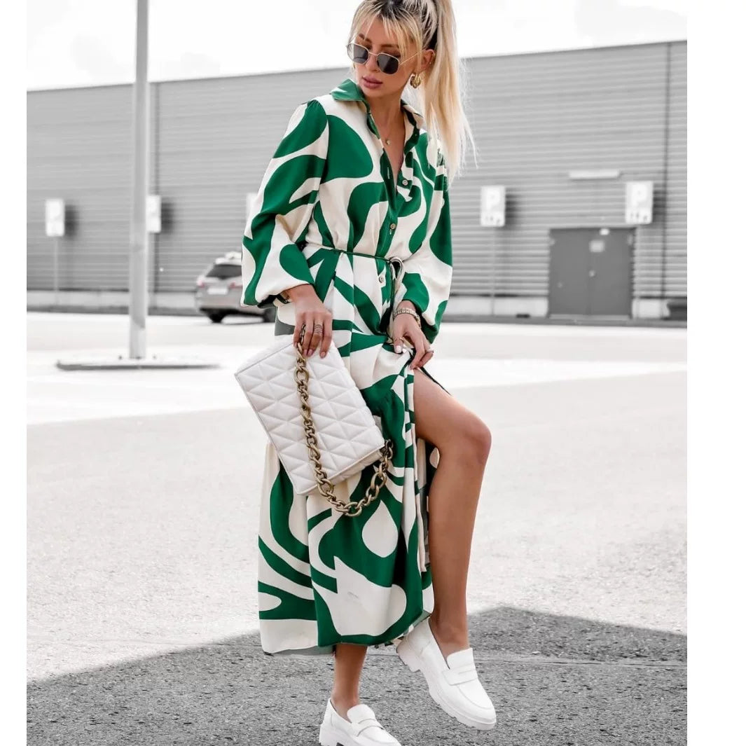 Women's Maxi Lace-up Casual Button Shirt Office Blouse Office Workwear Outfit for Women