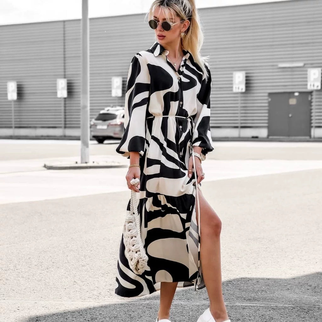 Women's Maxi Lace-up Casual Button Shirt Office Blouse Office Workwear Outfit for Women