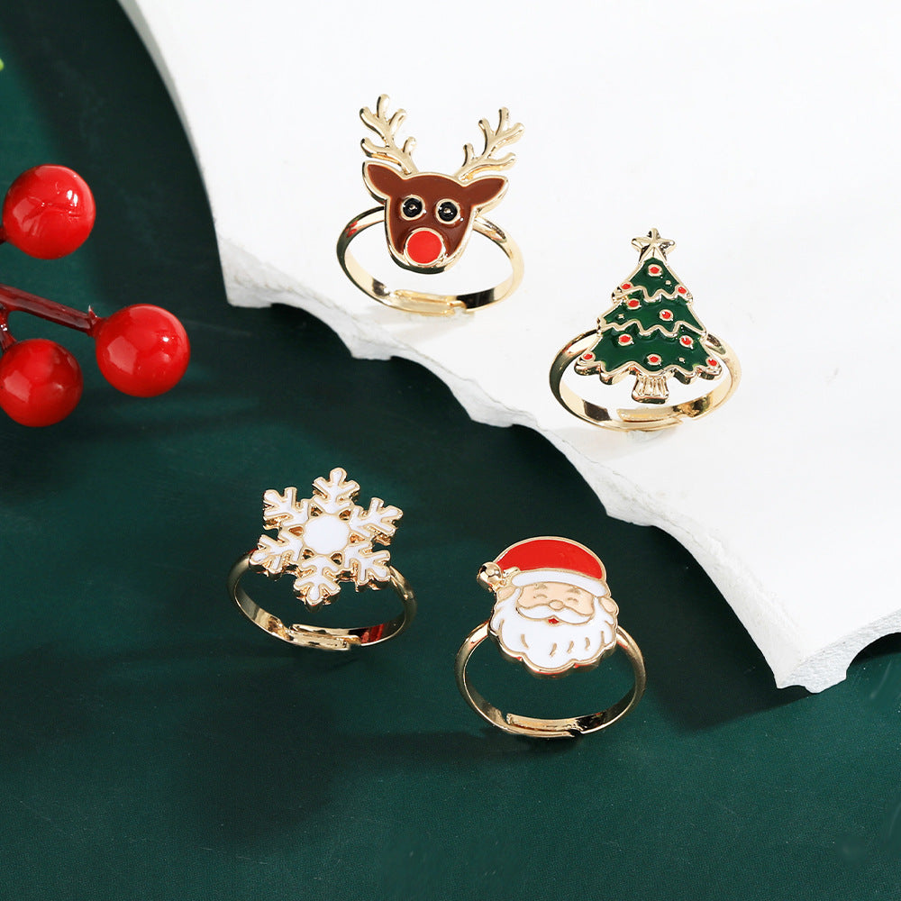 Christmas Ring Set, Santa and Reindeer Rings, 6-Piece or 25-Piece Assorted Holiday Party Favor Pack, Stocking Stuffers and Gift Exchange Present for Kids and Ad