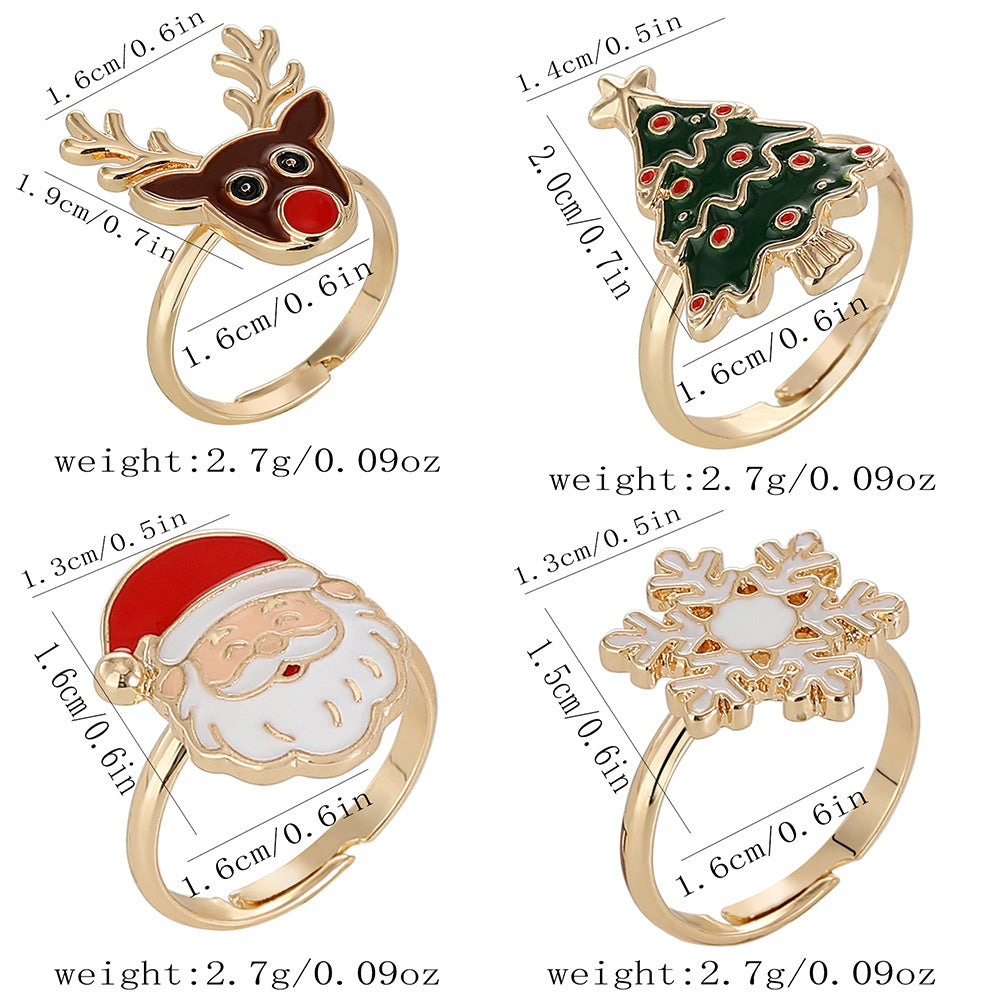 Christmas Ring Set, Santa and Reindeer Rings, 6-Piece or 25-Piece Assorted Holiday Party Favor Pack, Stocking Stuffers and Gift Exchange Present for Kids and Ad