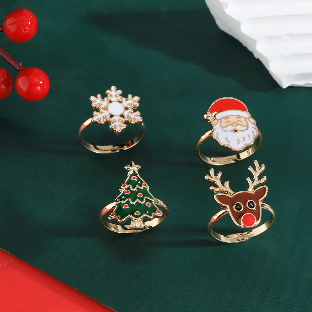 Christmas Ring Set, Santa and Reindeer Rings, 6-Piece or 25-Piece Assorted Holiday Party Favor Pack, Stocking Stuffers and Gift Exchange Present for Kids and Ad