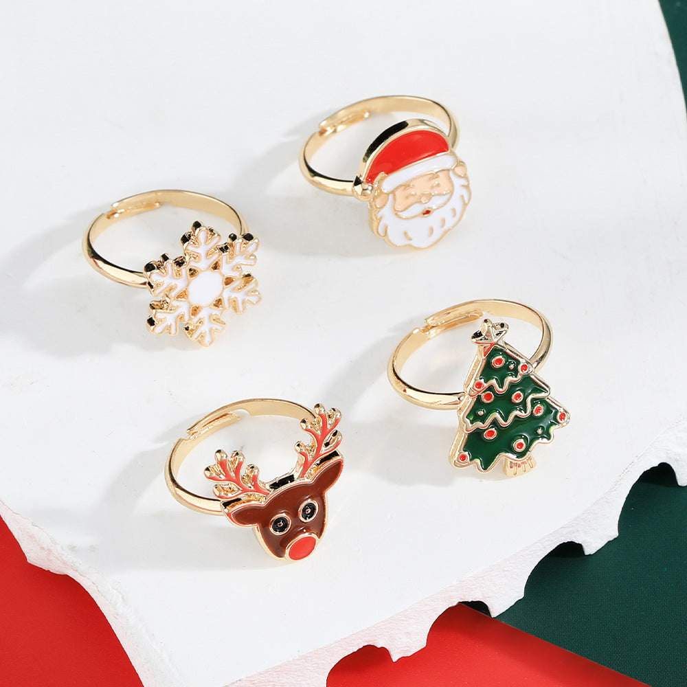 Christmas Ring Set, Santa and Reindeer Rings, 6-Piece or 25-Piece Assorted Holiday Party Favor Pack, Stocking Stuffers and Gift Exchange Present for Kids and Ad