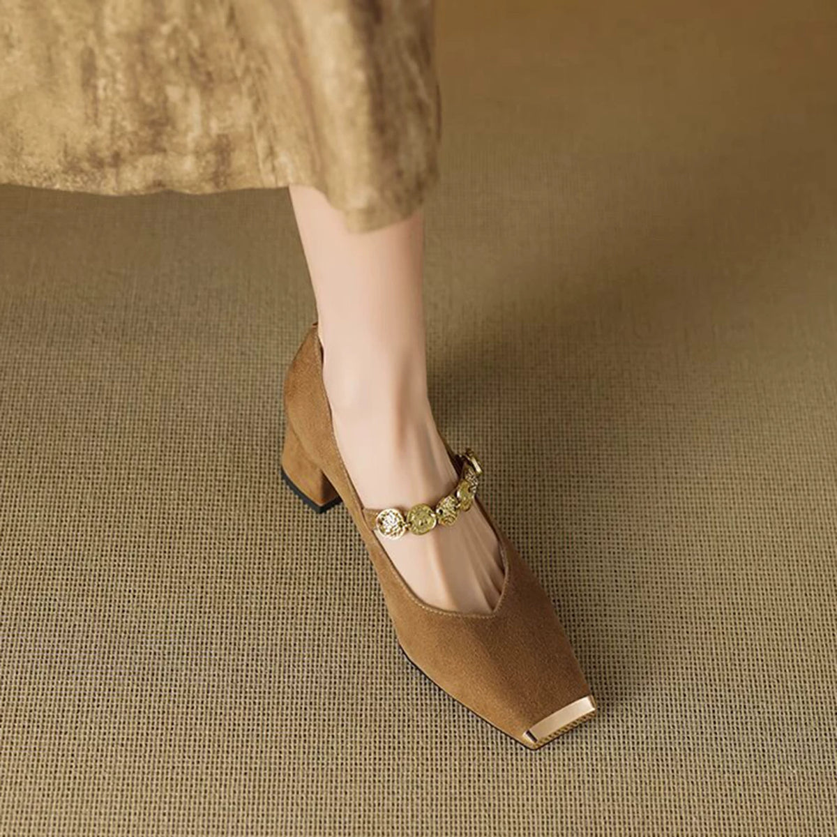 Square Toe French-inspired Mary Jane Pumps for Women