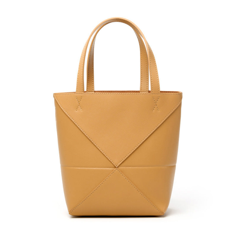 Women's Large-Capacity Geometric Leather Retro Tote Bag Shoulder Crossbody Purse Work and Travel Office