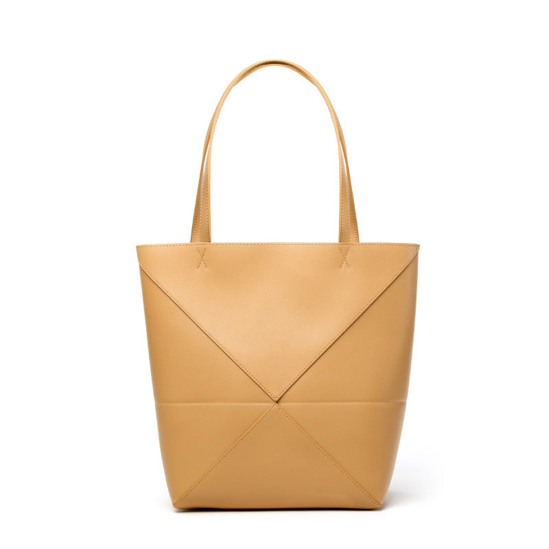 Women's Large-Capacity Geometric Leather Retro Tote Bag Shoulder Crossbody Purse Work and Travel Office