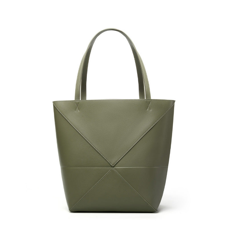 Women's Large-Capacity Geometric Leather Retro Tote Bag Shoulder Crossbody Purse Work and Travel Office