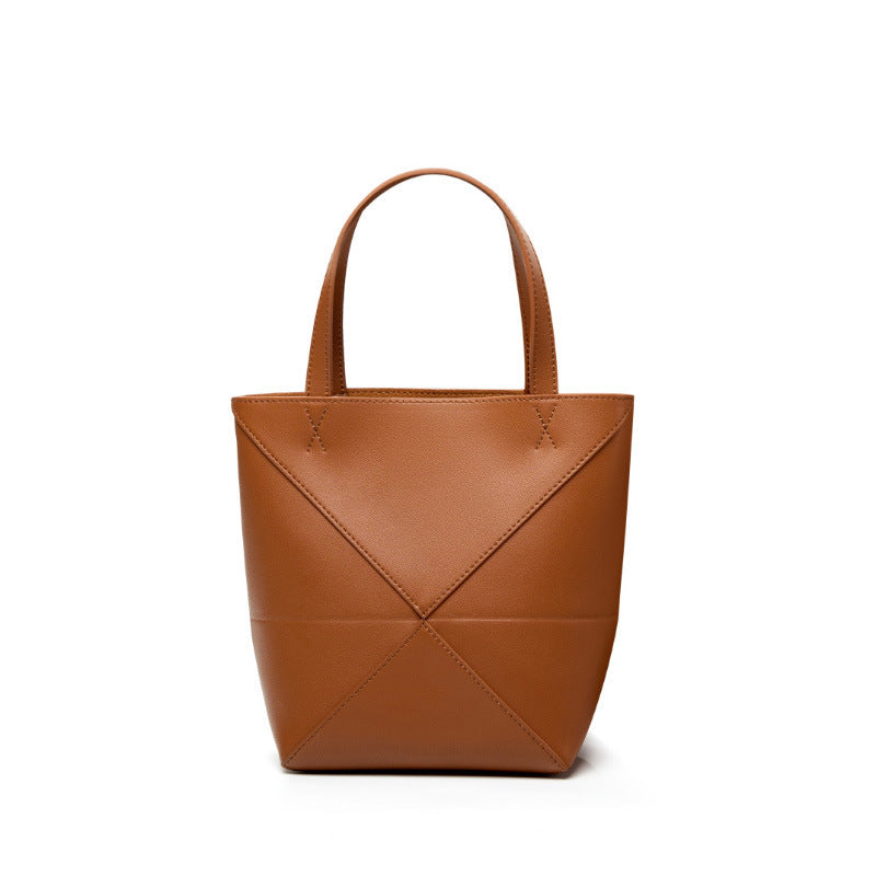 Women's Large-Capacity Geometric Leather Retro Tote Bag Shoulder Crossbody Purse Work and Travel Office