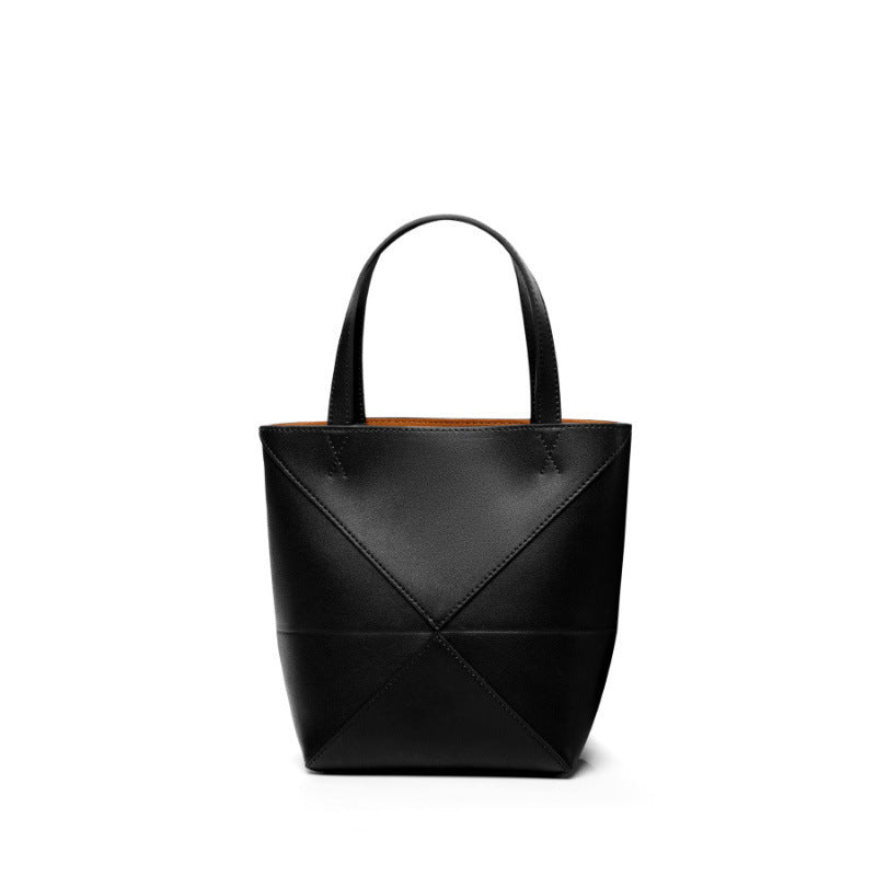 Women's Large-Capacity Geometric Leather Retro Tote Bag Shoulder Crossbody Purse Work and Travel Office