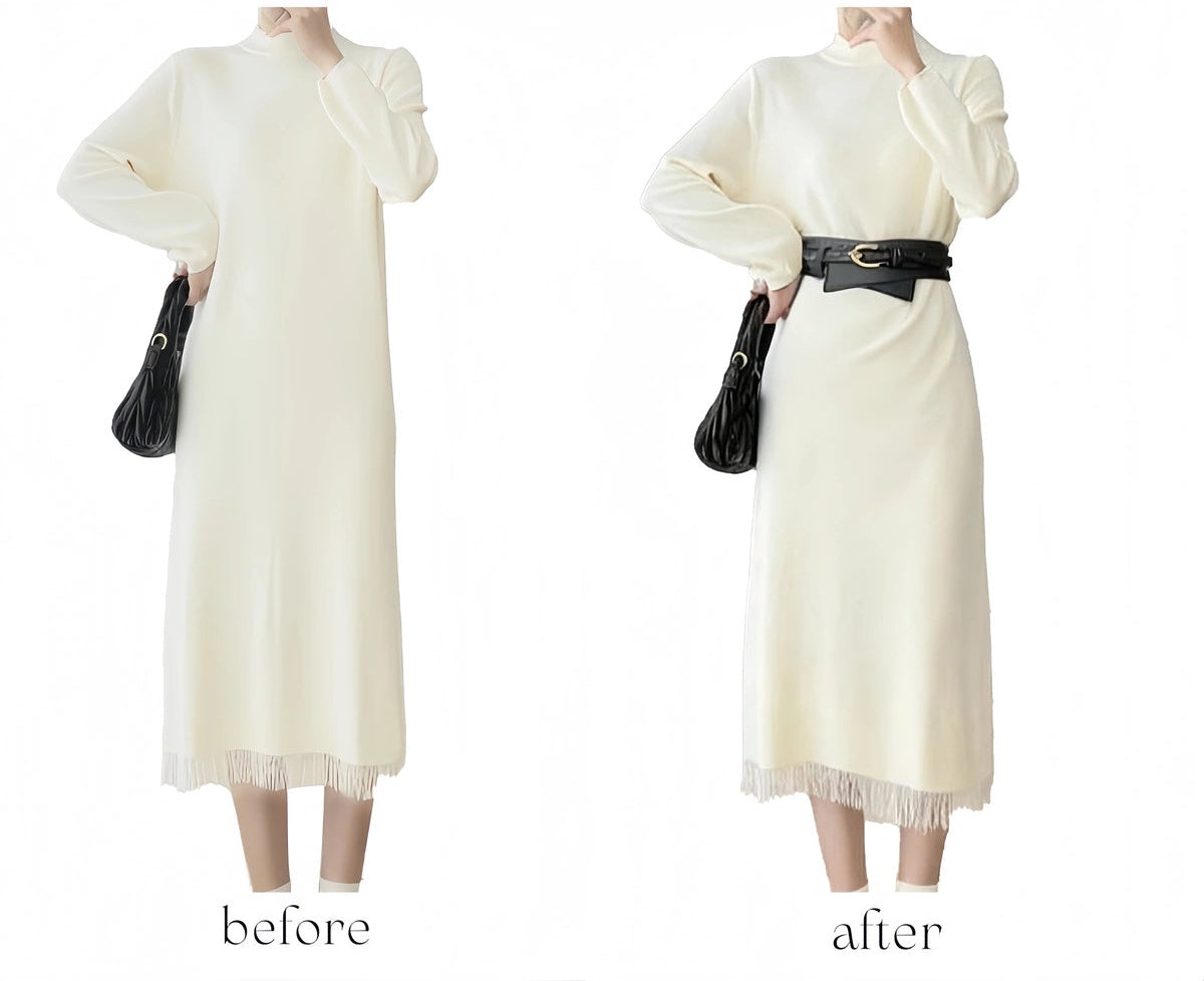 Women's Wide Knit Black Dress Belt Waist Gift Party Everyday Wear Versatile Designer Office