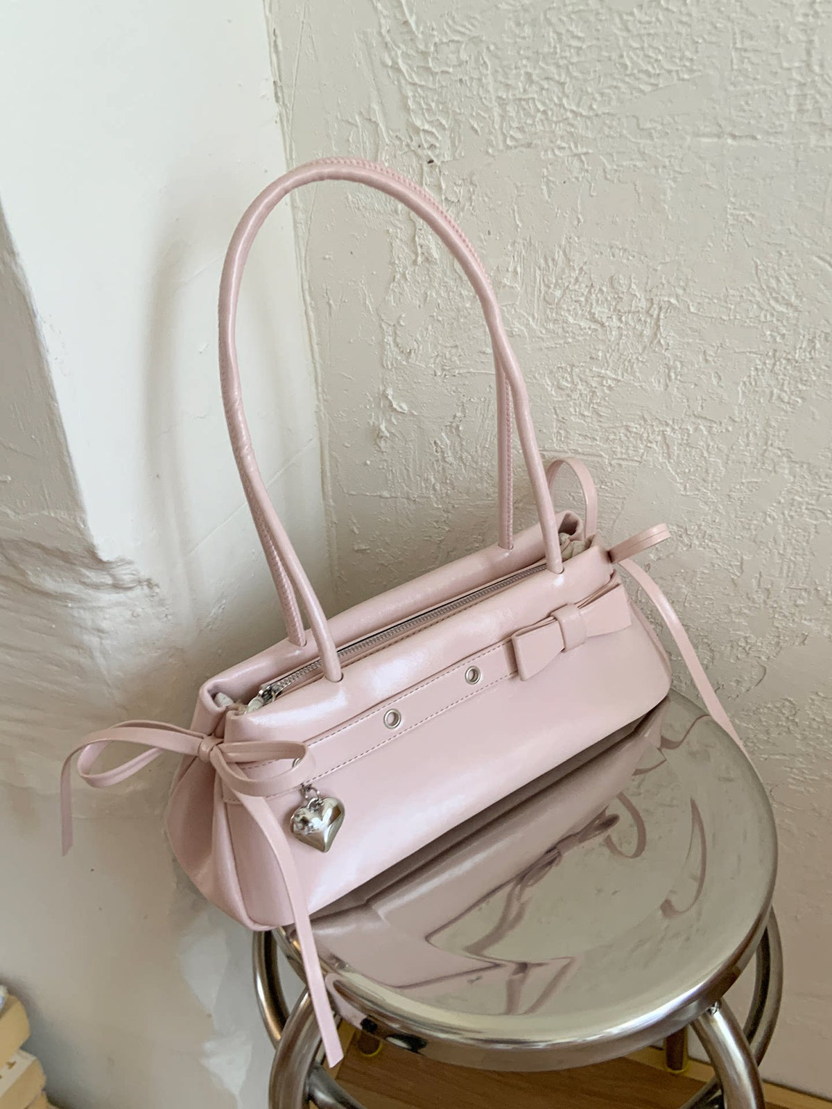 Women's Waxed Summer Ballet Bow Underarm Bag Shoulder Purse Handbag Work Travel Everyday Purse