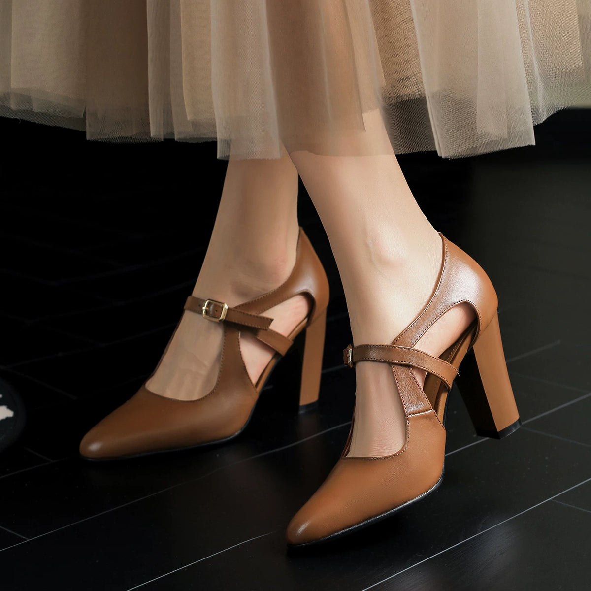 Women's Summer Pointed Toe Block Heel High Heel Flat Pumps Closed-Toe Dress Heels Wedding Guest Cocktail Party