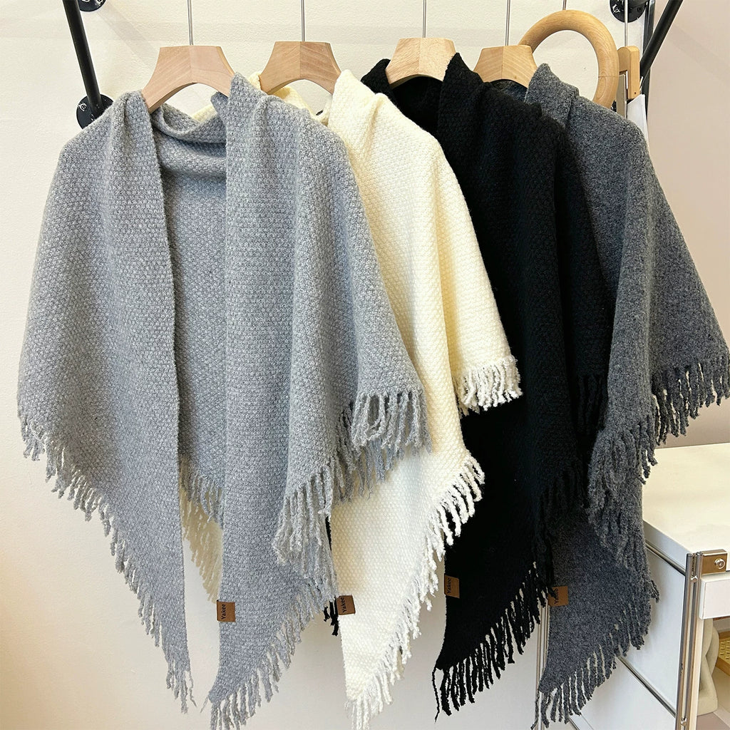 Women's Tassel Retro Knit Shawl for Office and Travel Evening Gift Everyday Wear Holiday Gift