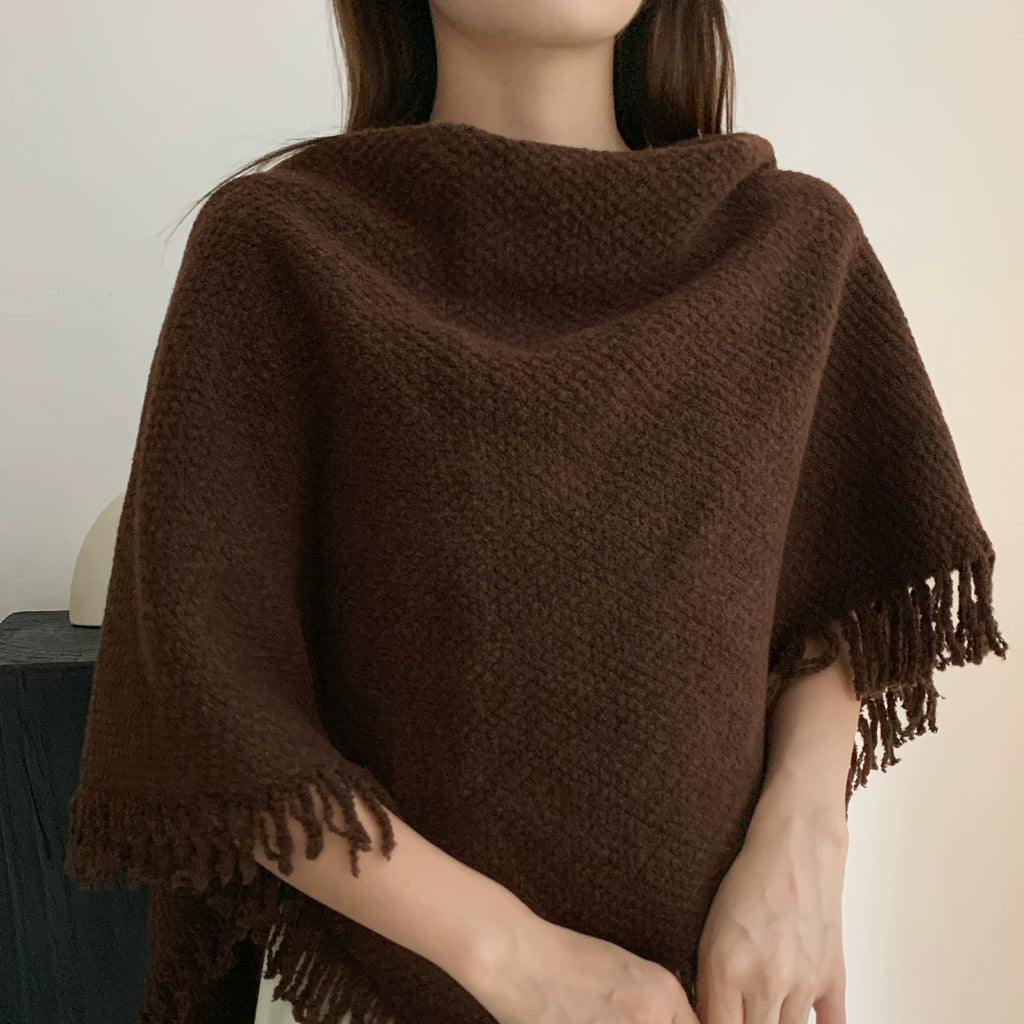 Women's Tassel Retro Knit Shawl for Office and Travel Evening Gift Everyday Wear Holiday Gift