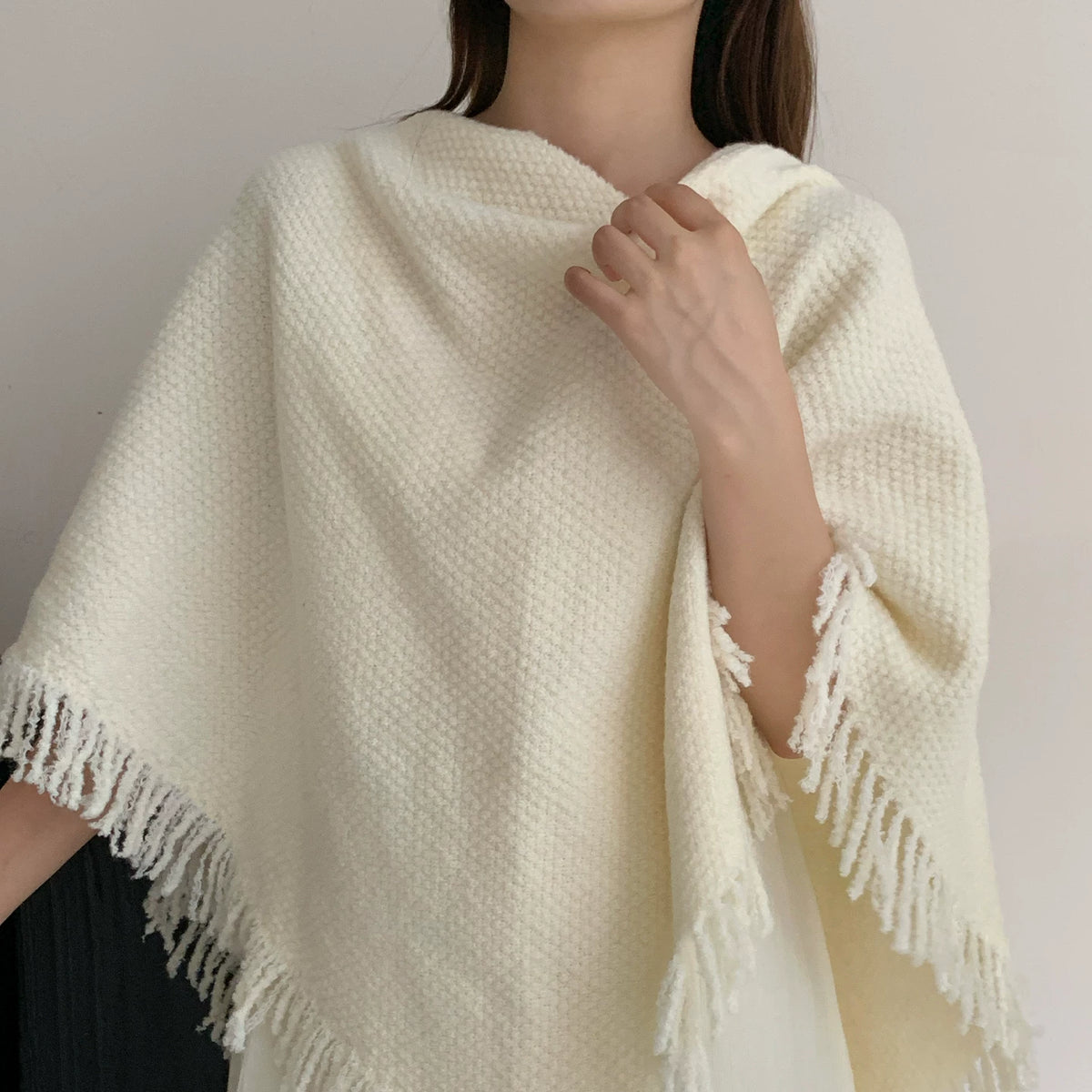 Women's Tassel Retro Knit Shawl for Office and Travel Evening Gift Everyday Wear Holiday Gift