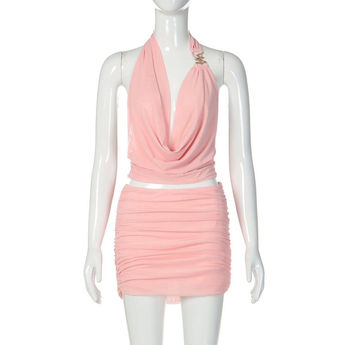 Women's Slim-Fit Bodycon Breathable Mesh Cutout Two-Piece Set for Office Workwear Wedding Guest Business Casual Travel Weekend At Home