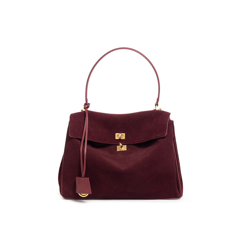 Women's Large-capacity Commute Frosted Office Leather Suede Workwear Tote Bag Shoulder Crossbody Purse Premium Work and Travel