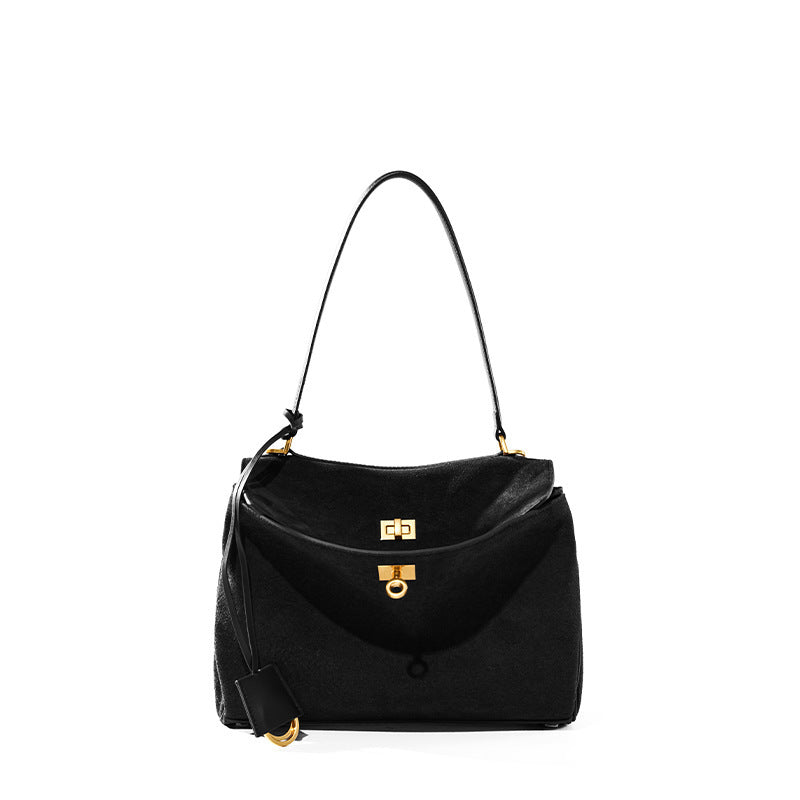 Women's Large-capacity Commute Frosted Office Leather Suede Workwear Tote Bag Shoulder Crossbody Purse Premium Work and Travel
