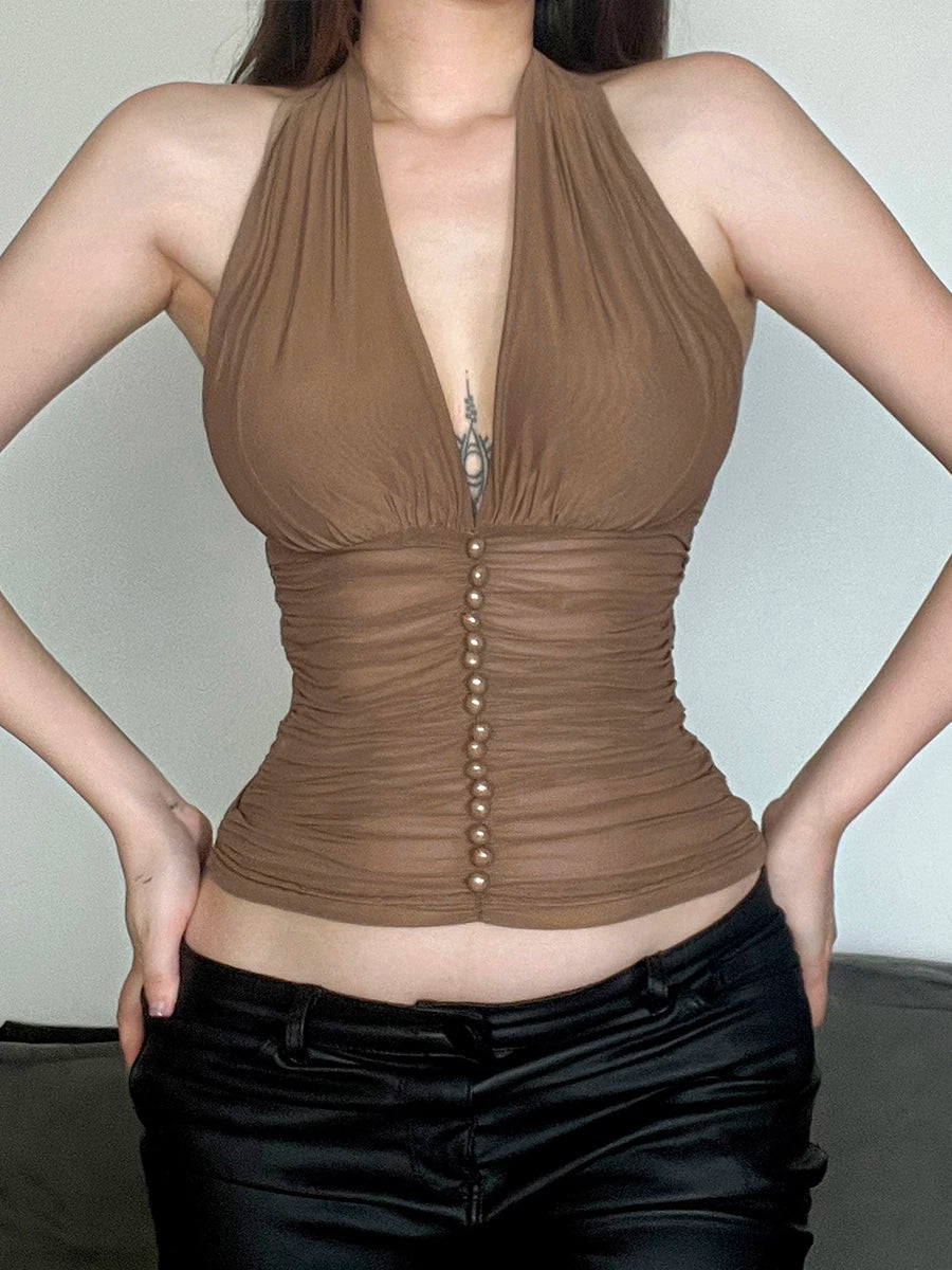 Women's Open-back Breathable Mesh Sleeveless Vest Everyday Fashion Outfit Everyday Fashion Style for Women