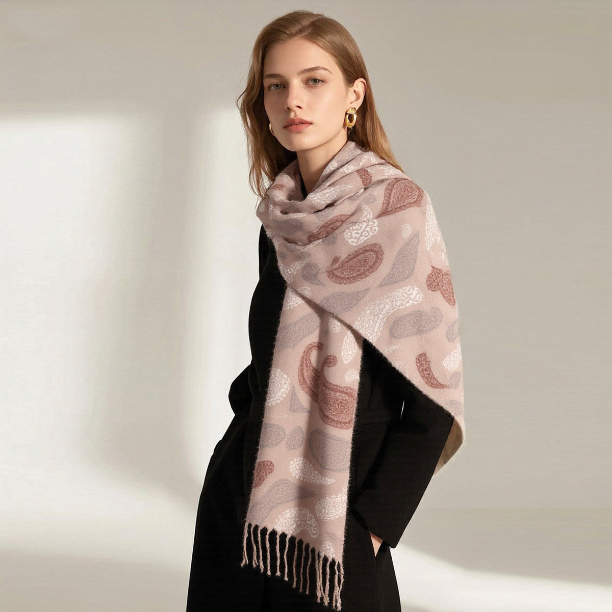 Women's Fall Winter Knit Thickened Fleece-Lined Shawls Scarves Scarf Fashion Wrap