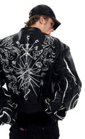 Men's Embroidered Mandarin Collar Cropped Jacket Casual Coat for Cold Weather Fall Travel Outdoor Holiday