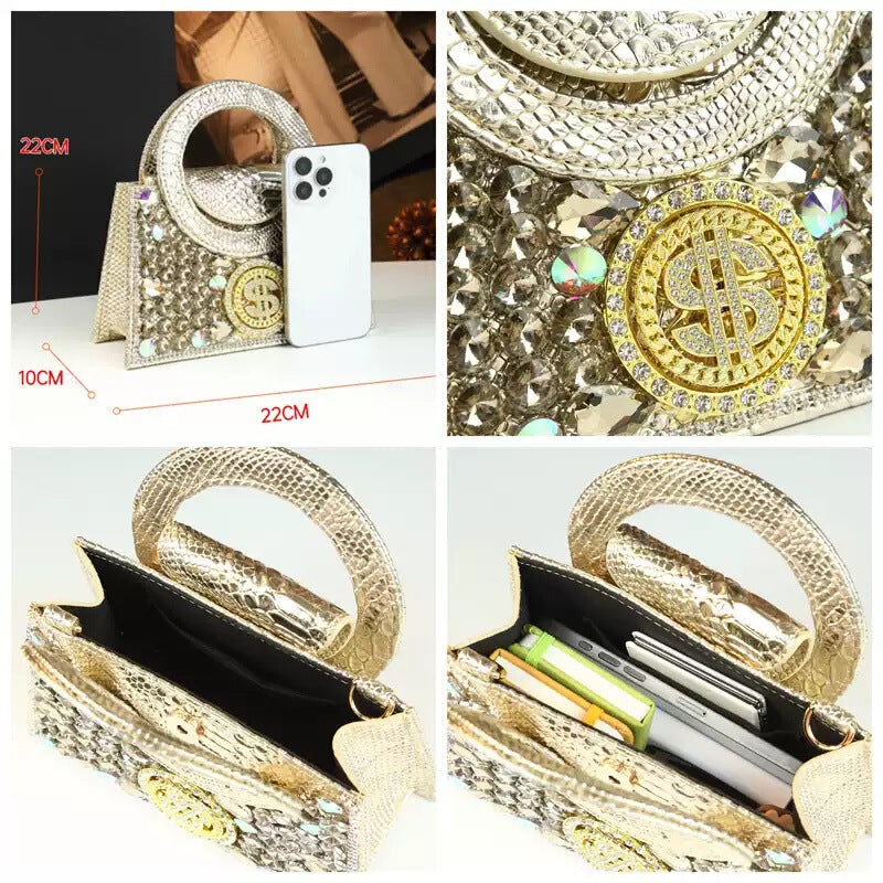 Women's Glitter Crystal Bags Handbag for Work and Travel Office School Everyday Wear Premium