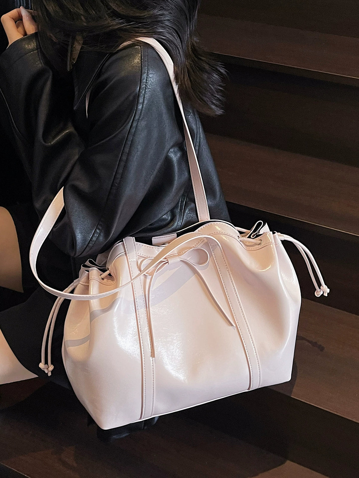 Women's Waxed Summer Office Bow Workwear Tote Bag Shoulder Crossbody Purse Work Travel Everyday Purse
