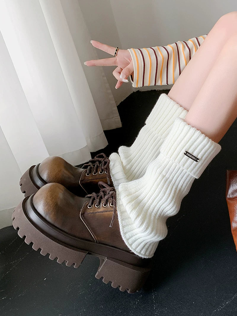 Women's Chunky Sole Leather Round Toe Block Heel Preppy Retro Casual Loafers for Office Outfits Business Travel Everyday Wear Date Night