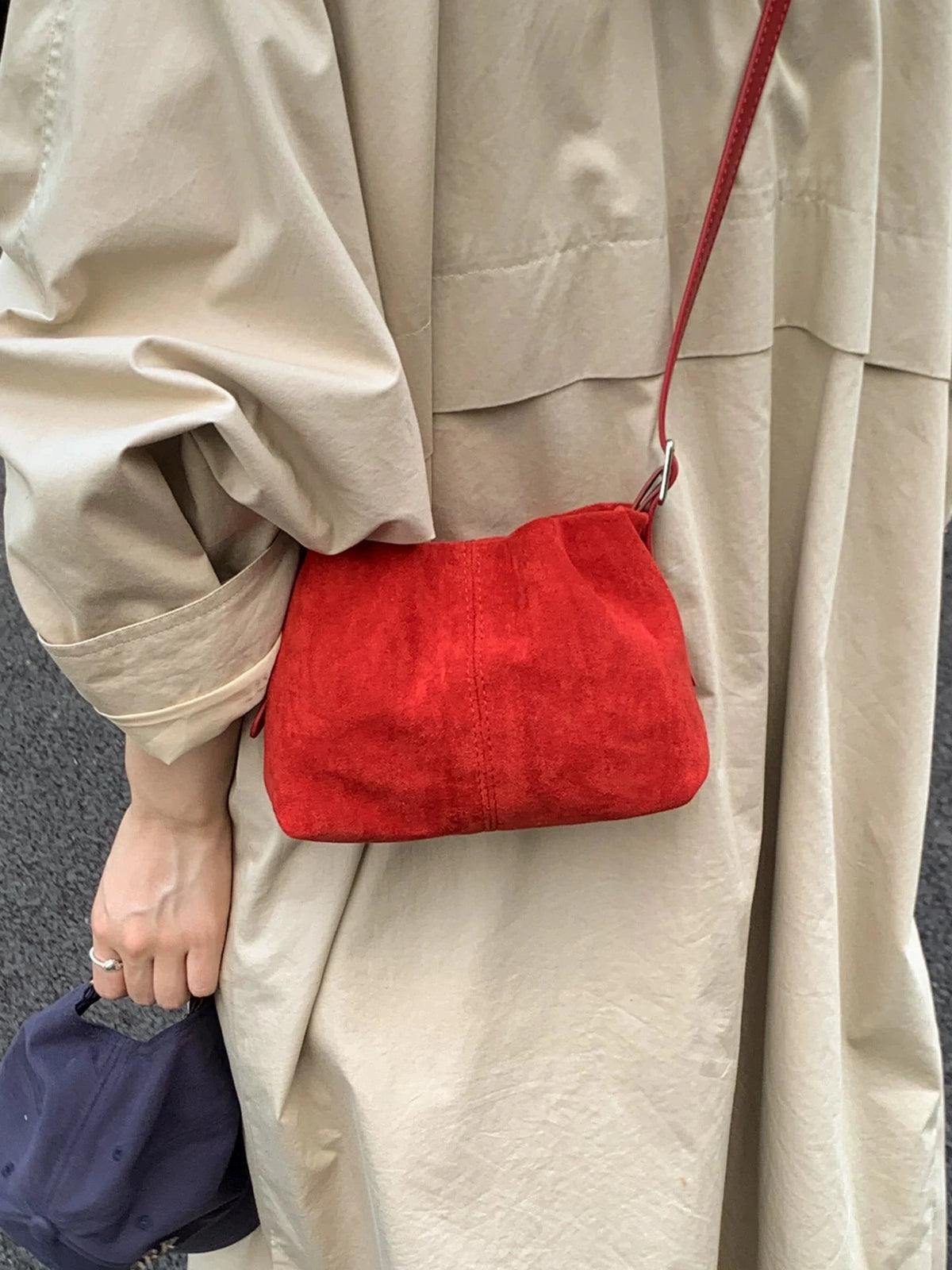 Women's Frosted Summer Suede Bucket Bag Drawstring Shoulder Purse Work Travel Everyday Purse