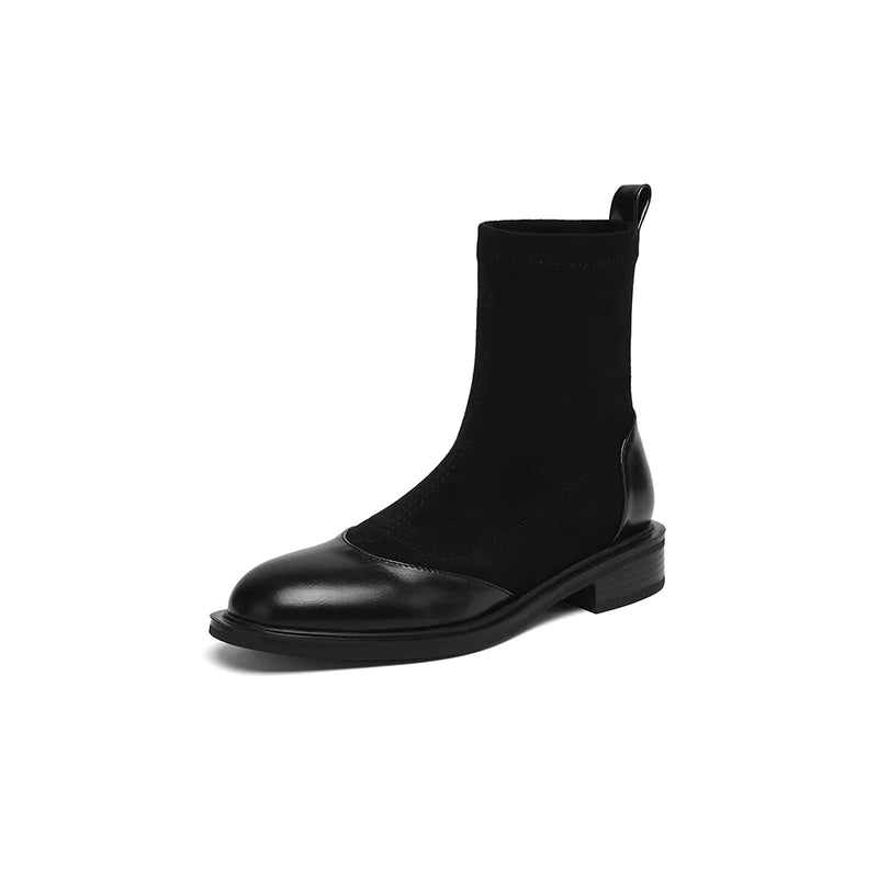 Women's Fall Winter Suede Round Toe Block Heel Plus Size British-Style Retro Martin Combat Boots for Office and Weekend Streetwear Everyday Wear Date Night