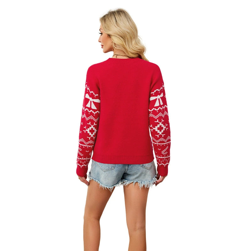 Snowflake Knit Christmas Sweater for Women, Cozy Holiday Pullover for Winter Parties and Seasonal Photos