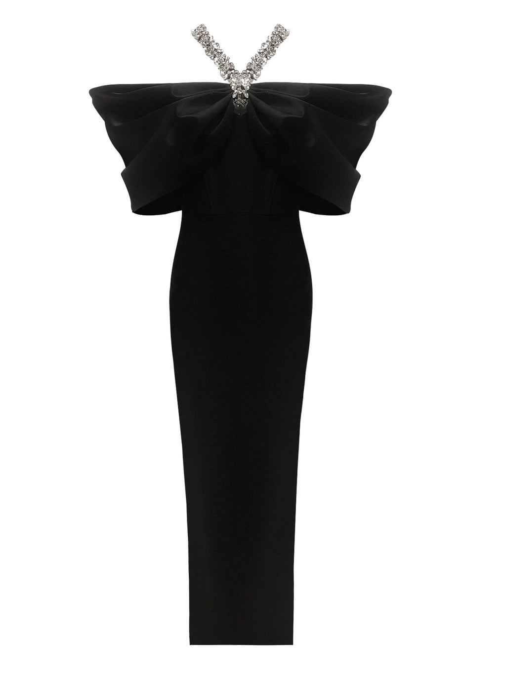 Women's Crystal Designer Evening Dress Formal Midi Dress Party Dress Formal Party Wedding Guest Dress