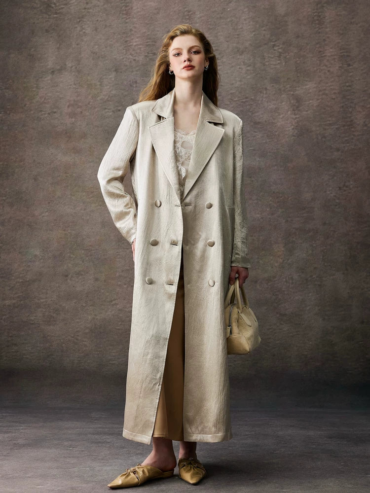 Women's Double-Breasted Office French-Inspired Workwear Retro Trench Coat for Fall Layering Travel Holiday Date Night Fall Winter